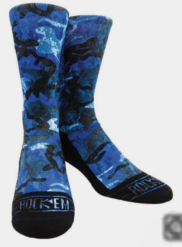 NWT Rock Em Blue Armored Camo Socks Sz.L/XL